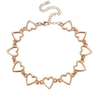 Super Cute Heart Choker Gold Necklace